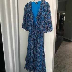 Maison Tara Blue Floral Maxi Dress